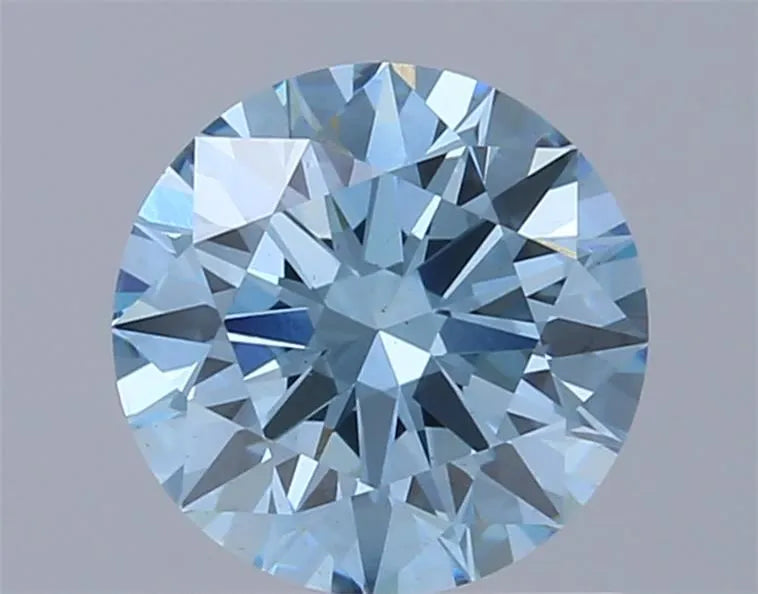 1.02ct Round Lab Grown Diamond (Fancy Vivid Blue Colour, VVS2 Clarity, Ideal Cut, IGI Certified)