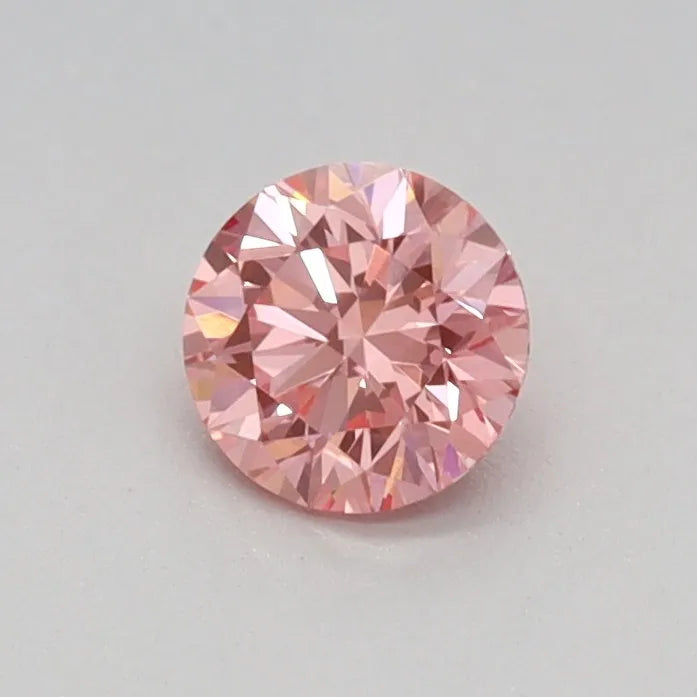 Diamante rotondo da 0,30 ct, coltivato in laboratorio (colore rosa intenso, purezza VVS2, taglio VG, certificato IGI)