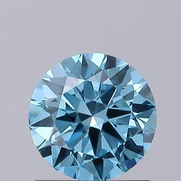 1.03ct Round Lab Grown Diamond (Colour Fancy Vivid Blue, Clarity VVS2, Cut EX, IGI Certified)