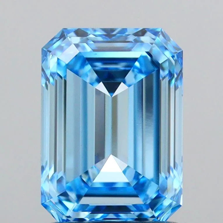 1.53ct Emerald Lab Grown Diamond (Colour Fancy Vivid Blue, Clarity VVS2, IGI Certified)