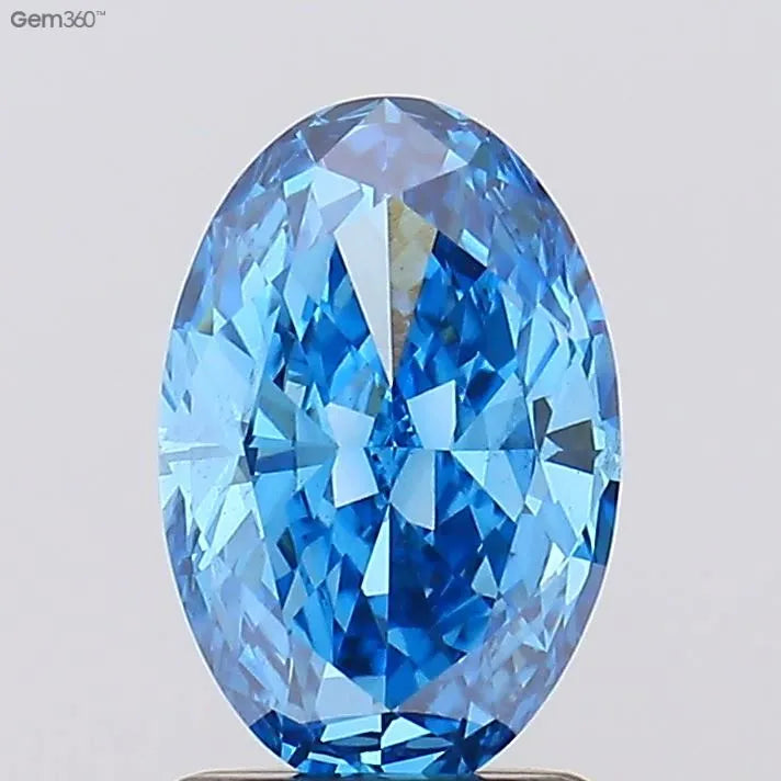 1.61ct Oval Lab Grown Diamond (Colour Fancy Vivid Blue, Clarity VS1, IGI Certified)