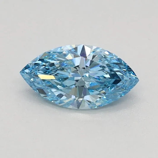 Diamante Marquise da 0,32 ct coltivato in laboratorio (colore Fancy Vivid Blue, purezza VVS2, certificato IGI)