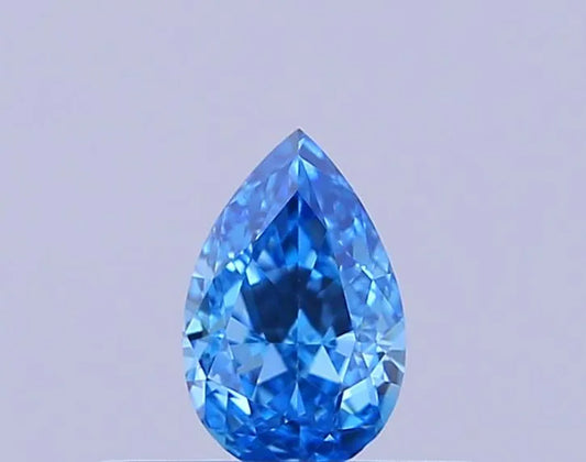 Diamante di laboratorio a forma di pera da 0,30 ct (colore Fancy Vivid Blue, purezza VS2, certificato IGI)