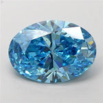3.07ct Oval Lab Grown Diamond (Colour Fancy Vivid Blue, Clarity VS2, IGI Certified)