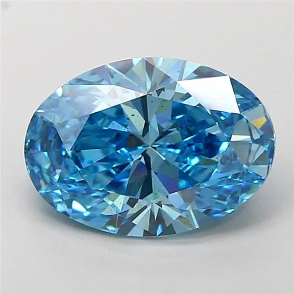 3.07ct Oval Lab Grown Diamond (Colour Fancy Vivid Blue, Clarity VS2, IGI Certified)