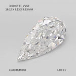 3.50ct Pear Lab Grown Diamond (Colour E, Clarity VVS2, IGI Certified)