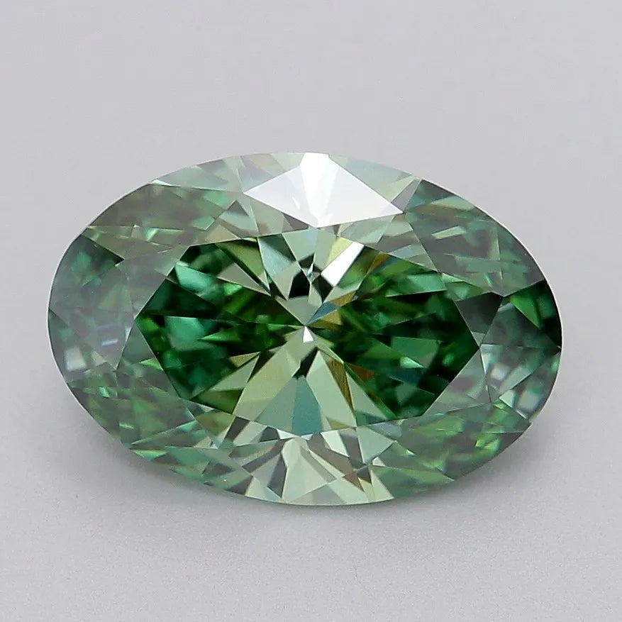 3.70ct Oval Lab Grown Diamond (Colour Fancy Vivid Green, Clarity VS2, IGI Certified)