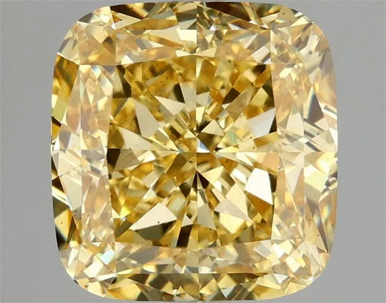 4.09ct Cushion modified Lab Grown Diamond (Colour Fancy Vivid Yellow, Clarity VS2, IGI Certified)
